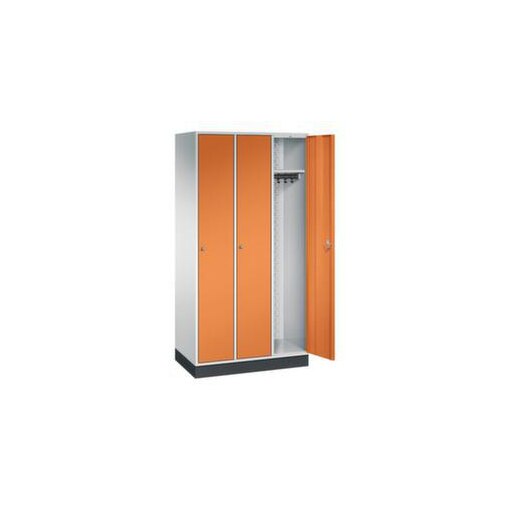 Garderobenschrank,RAL7035/RAL2000,HxBxT 1950x920x500mm,3 Abt.