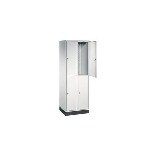 Doppelstöckiger Garderobenschrank,RAL7035,HxBxT 1950x620x500mm,2x2 Abt.