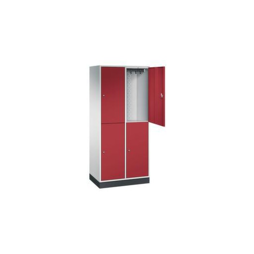 Großraum-Garderobenschrank,RAL7035/RAL3003,HxBxT 1950x820x500mm,2x2 Abt.