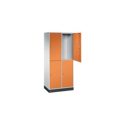 Großraum-Garderobenschrank,RAL7035/RAL2000,HxBxT 1950x820x500mm,2x2 Abt.