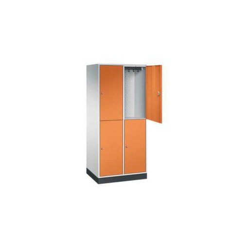 Großraum-Garderobenschrank,RAL7035/RAL2000,HxBxT 1950x820x600mm,2x2 Abt.