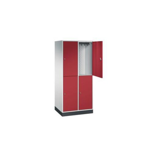 Großraum-Garderobenschrank,RAL7035/RAL3003,HxBxT 1950x820x600mm,2x2 Abt.