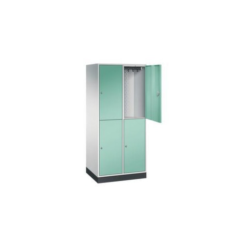 Großraum-Garderobenschrank,RAL7035/RAL6027,HxBxT 1950x820x600mm,2x2 Abt.