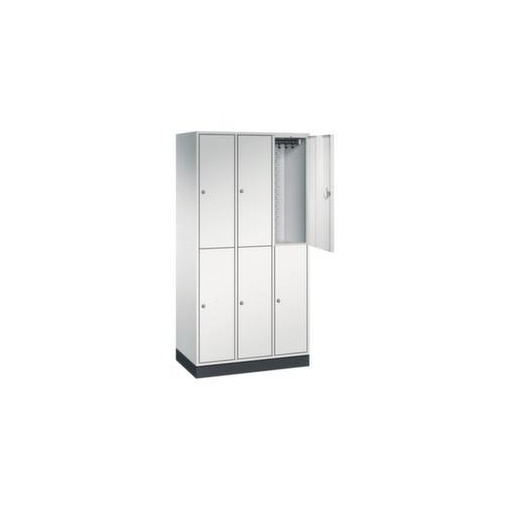 Doppelstöckiger Garderobenschrank,RAL7035,HxBxT 1950x920x500mm,3x2 Abt.