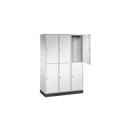 Doppelstöckiger Garderobenschrank,RAL7035,HxBxT 1950x1220x500mm,3x2 Abt.