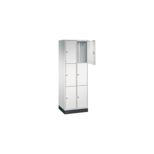 Schließfachschrank,RAL7035,HxBxT 1950x620x500mm,2x3 Fächer,Zyl.-Schl.