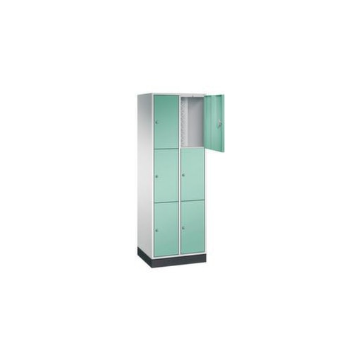 Schließfachschrank,RAL7035/RAL6027,HxBxT 1950x620x500mm,2x3 Fächer