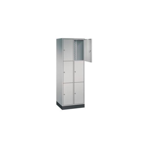 Schließfachschrank,HxBxT 1950x620x500mm,2x3 Fächer,Zyl.-Schl.,Sockel