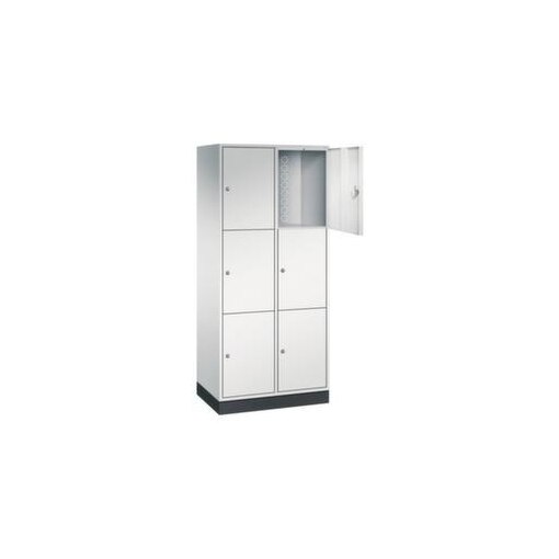 Großraum-Schließfachschrank,RAL7035,HxBxT 1950x820x500mm,2x3 Fächer