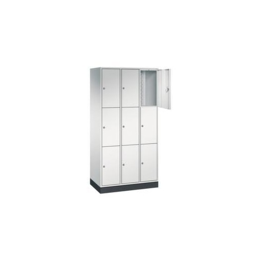 Schließfachschrank,RAL7035,HxBxT 1950x920x500mm,3x3 Fächer,Zyl.-Schl.