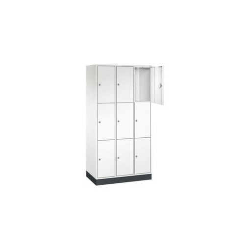 Schließfachschrank,HxBxT 1950x920x500mm,3x3 Fächer,Zyl.-Schl.,Sockel