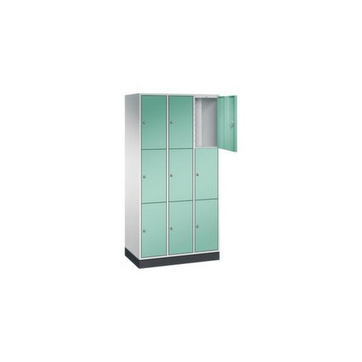 Schließfachschrank,RAL7035/RAL6027,HxBxT 1950x920x500mm,3x3 Fächer