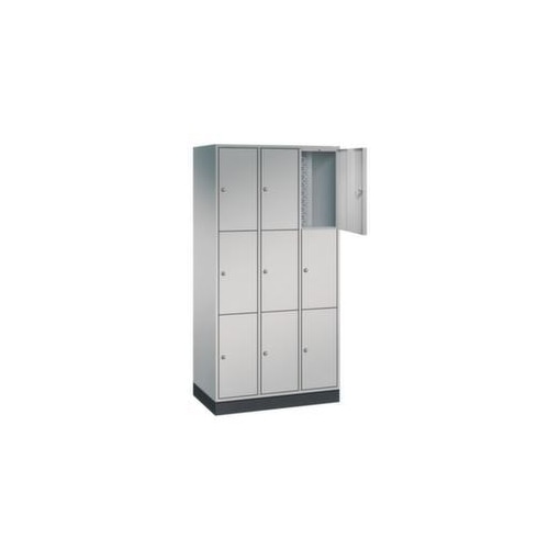 Schließfachschrank,HxBxT 1950x920x500mm,3x3 Fächer,Zyl.-Schl.,Sockel