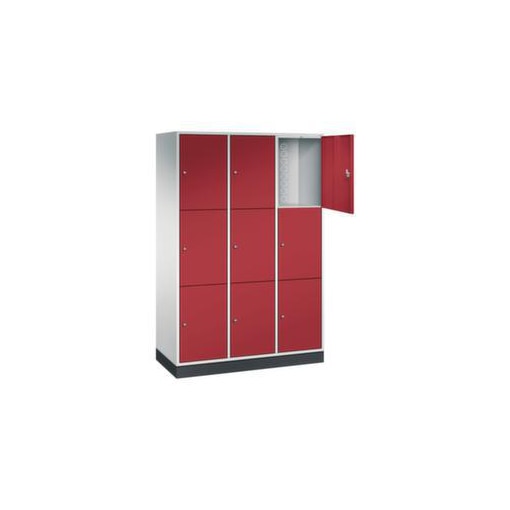 Großraum-Schließfachschrank,RAL7035/RAL3003,HxBxT 1950x1220x500mm