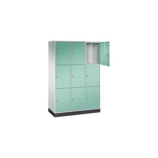 Großraum-Schließfachschrank,RAL7035/RAL6027,HxBxT 1950x1220x500mm