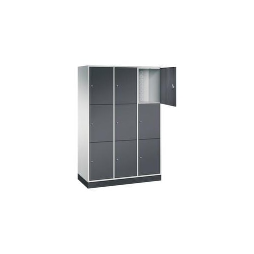 Großraum-Schließfachschrank,RAL7035/RAL7021,HxBxT 1950x1220x500mm