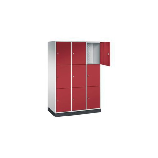 Großraum-Schließfachschrank,RAL7035/RAL3003,HxBxT 1950x1220x600mm