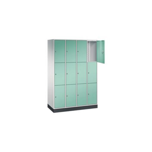 Schließfachschrank,RAL7035/RAL6027,HxBxT 1950x1220x500mm,4x3 Fächer