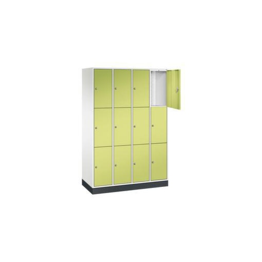 Schließfachschrank,HxBxT 1950x1220x500mm,4x3 Fächer,Zyl.-Schl.,Sockel