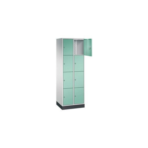 Schließfachschrank,RAL7035/RAL6027,HxBxT 1950x620x500mm,2x4 Fächer