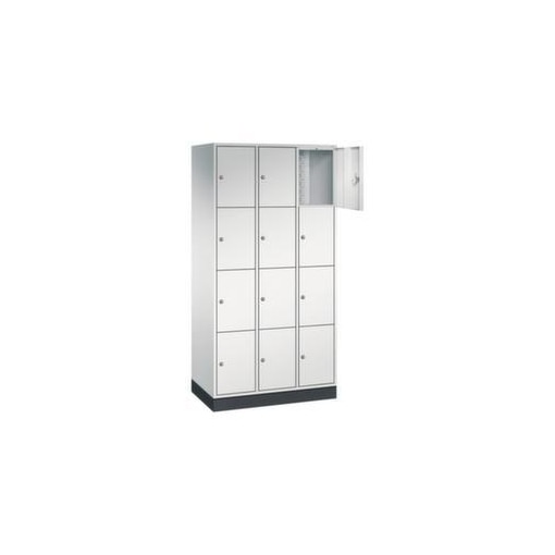 Schließfachschrank,RAL7035,HxBxT 1950x920x500mm,3x4 Fächer,Zyl.-Schl.