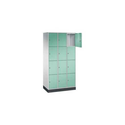 Schließfachschrank,RAL7035/RAL6027,HxBxT 1950x920x500mm,3x4 Fächer