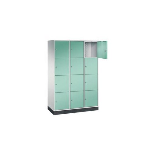 Großraum-Schließfachschrank,RAL7035/RAL6027,HxBxT 1950x1220x500mm