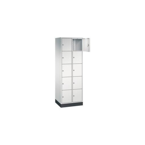 Schließfachschrank,RAL7035,HxBxT 1950x620x500mm,2x5 Fächer,Zyl.-Schl.