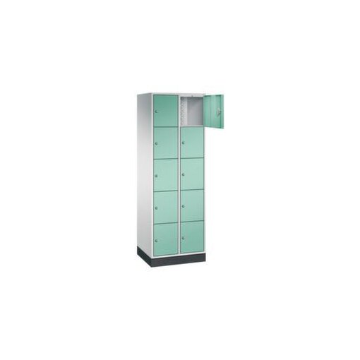 Schließfachschrank,RAL7035/RAL6027,HxBxT 1950x620x500mm,2x5 Fächer