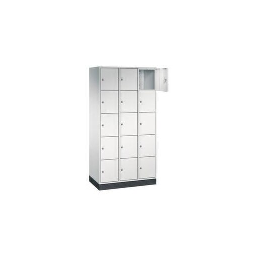 Schließfachschrank,RAL7035,HxBxT 1950x920x500mm,3x5 Fächer,Zyl.-Schl.