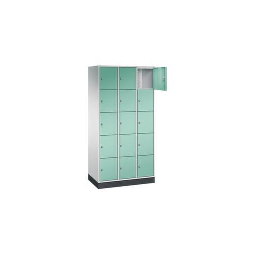 Schließfachschrank,RAL7035/RAL6027,HxBxT 1950x920x500mm,3x5 Fächer