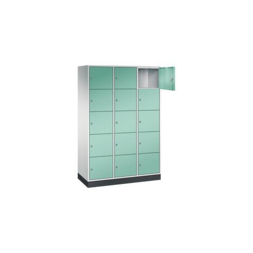 Großraum-Schließfachschrank,RAL7035/RAL6027,HxBxT 1950x1220x500mm