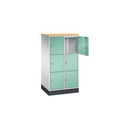 Schließfachschrank,HxBxT 1250x620x500mm,2x3 Fächer,Zyl.-Schl.,Sockel