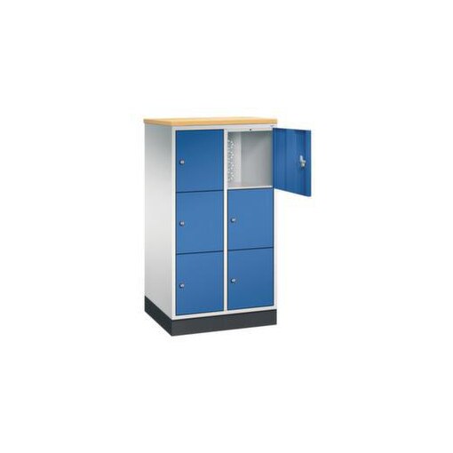 Schließfachschrank,HxBxT 1250x620x500mm,2x3 Fächer,Zyl.-Schl.,Sockel