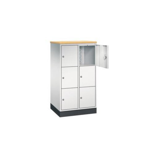 Schließfachschrank,HxBxT 1250x620x500mm,2x3 Fächer,Zyl.-Schl.,Sockel