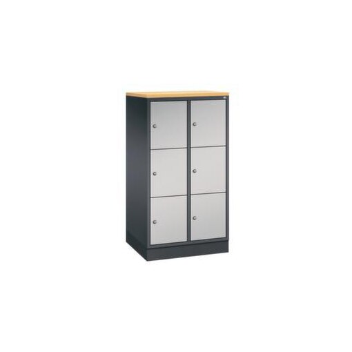 Schließfachschrank,HxBxT 1250x620x500mm,2x3 Fächer,Zyl.-Schl.,Sockel