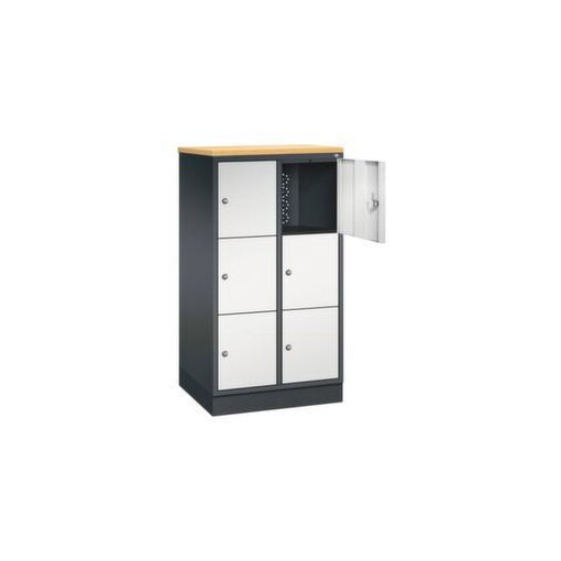 Schließfachschrank,HxBxT 1250x620x500mm,2x3 Fächer,Zyl.-Schl.,Sockel