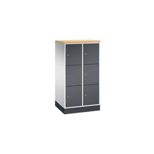 Schließfachschrank,HxBxT 1250x620x500mm,2x3 Fächer,Zyl.-Schl.,Sockel