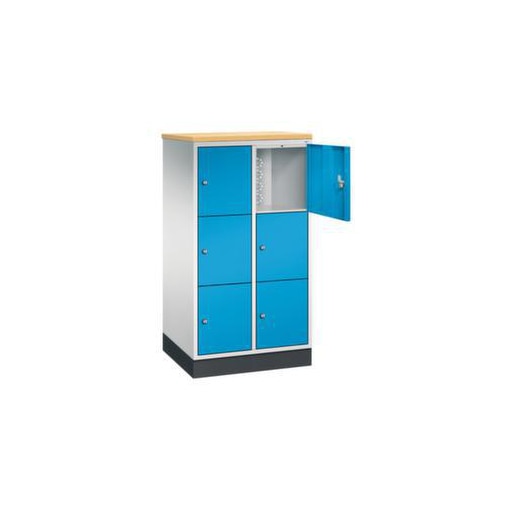 Schließfachschrank,HxBxT 1250x620x500mm,2x3 Fächer,Zyl.-Schl.,Sockel