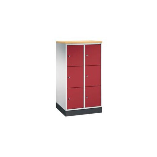 Schließfachschrank,HxBxT 1250x620x500mm,2x3 Fächer,Zyl.-Schl.,Sockel