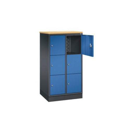 Schließfachschrank,HxBxT 1250x620x500mm,2x3 Fächer,Zyl.-Schl.,Sockel