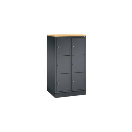 Schließfachschrank,HxBxT 1250x620x500mm,2x3 Fächer,Zyl.-Schl.,Sockel