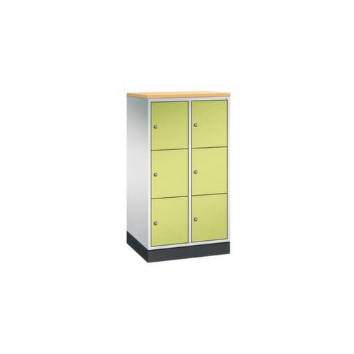 Schließfachschrank,HxBxT 1250x620x500mm,2x3 Fächer,Zyl.-Schl.,Sockel