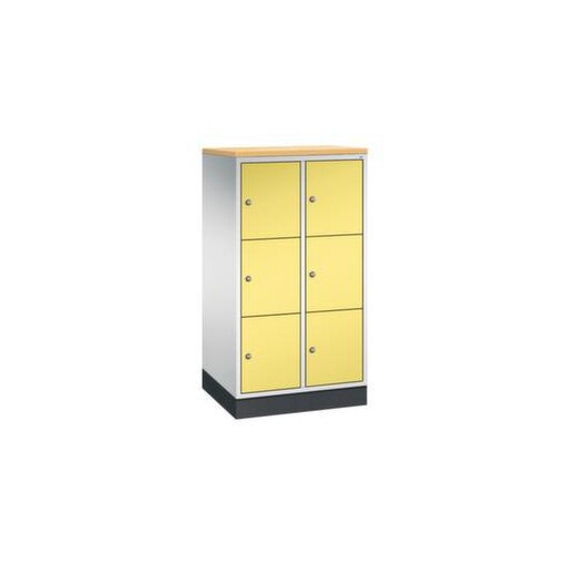 Schließfachschrank,HxBxT 1250x620x500mm,2x3 Fächer,Zyl.-Schl.,Sockel