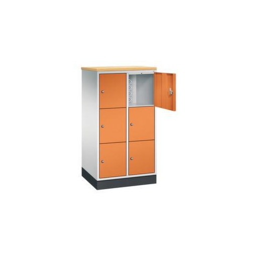 Schließfachschrank,HxBxT 1250x620x500mm,2x3 Fächer,Zyl.-Schl.,Sockel