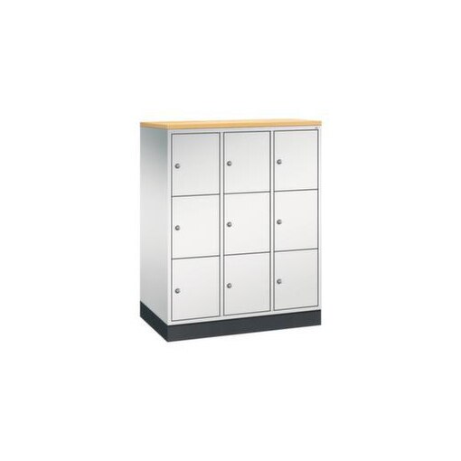 Schließfachschrank,HxBxT 1250x920x500mm,3x3 Fächer,Zyl.-Schl.,Sockel