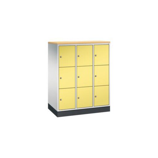 Schließfachschrank,HxBxT 1250x920x500mm,3x3 Fächer,Zyl.-Schl.,Sockel