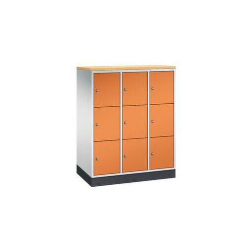 Schließfachschrank,HxBxT 1250x920x500mm,3x3 Fächer,Zyl.-Schl.,Sockel