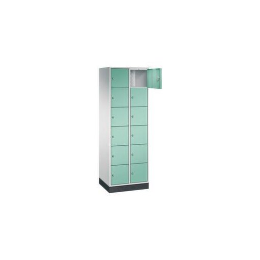 Schließfachschrank,RAL7035/RAL6027,HxBxT 1950x620x500mm,2x6 Fächer