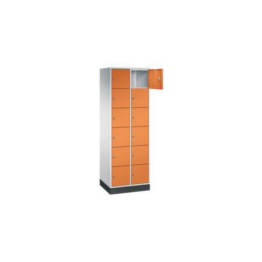 Schließfachschrank,RAL7035/RAL2000,HxBxT 1950x620x500mm,2x6 Fächer